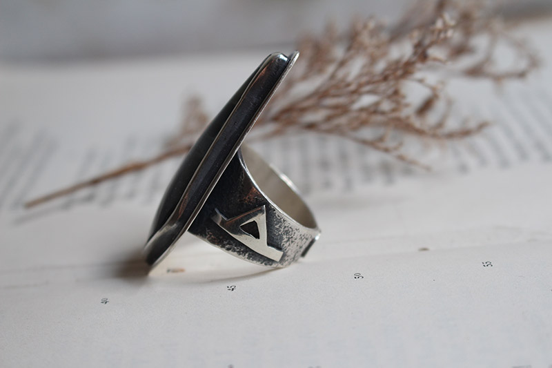 Runes of life, Nordic ring in sterling silver and tiger eye