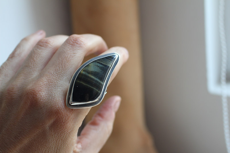 Runes of life, Nordic ring in sterling silver and tiger eye