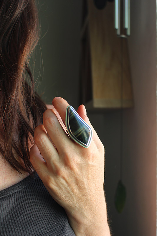 Runes of life, Nordic ring in sterling silver and tiger eye