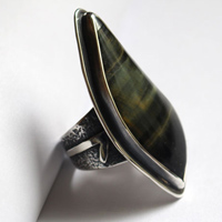 Runes of life, Nordic ring in sterling silver and tiger eye