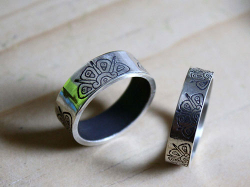 Sacred star, tribal Mayan sun ring in sterling silver