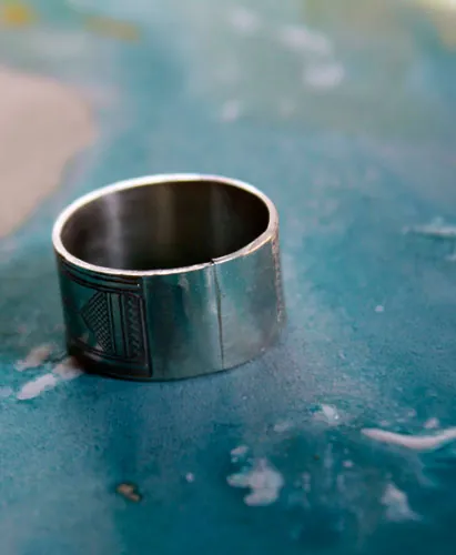 Sahara, Tuareg ethnic tribal ring in sterling silver