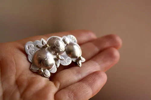 Sakura, flower brooch in sterling silver
