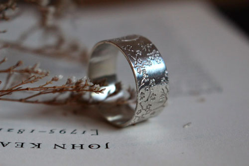 Sakura, Japanese cherry blossom ring in silver