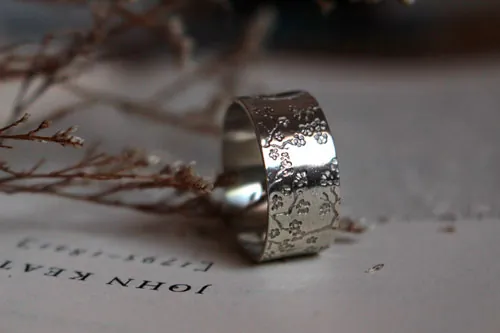 Sakura, Japanese cherry blossom ring in silver