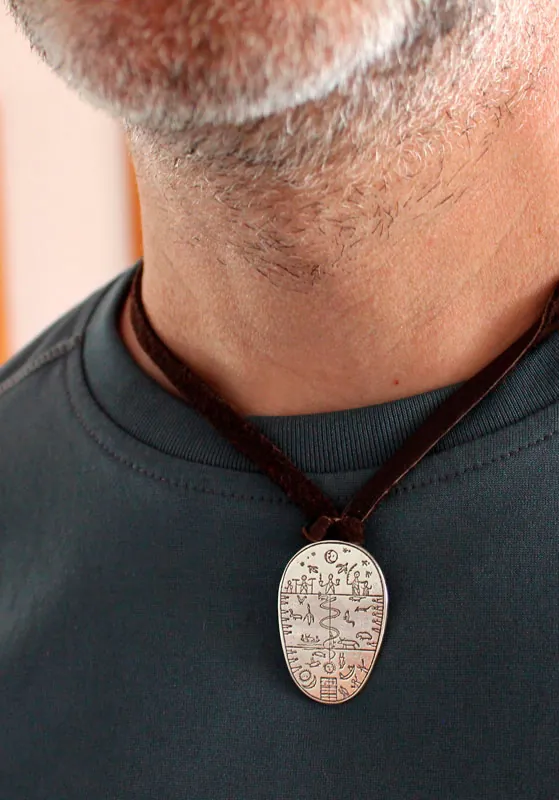 Sami drum, shamanic instrument from Lapland necklace in silver