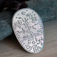 Sami drum, shamanic instrument from Lapland necklace in silver