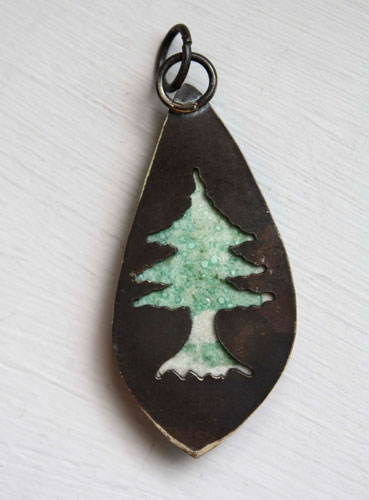 Sea pine, Atlantic coast pendant in silver and variscite