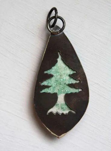 Sea pine, Atlantic coast pendant in silver and variscite
