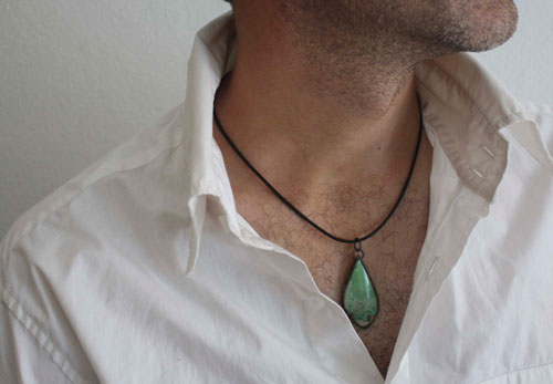 Sea pine, Atlantic coast pendant in silver and variscite