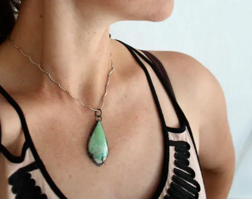 Sea pine, Atlantic coast pendant in silver and variscite