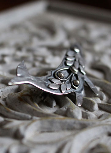 Sedna, fantastic whale brooch in sterling silver