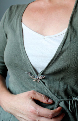 Sedna, fantastic whale brooch in sterling silver