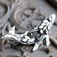 Sedna, fantastic whale brooch in sterling silver