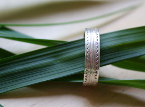 Serenity, mountains and river ring in sterling silver