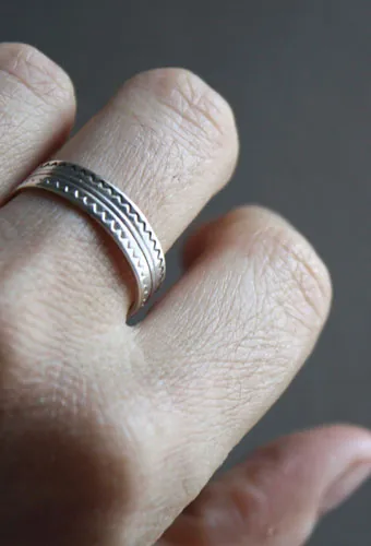 Serenity, mountains and river ring in sterling silver