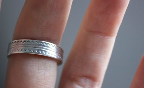 Serenity, mountains and river ring in sterling silver