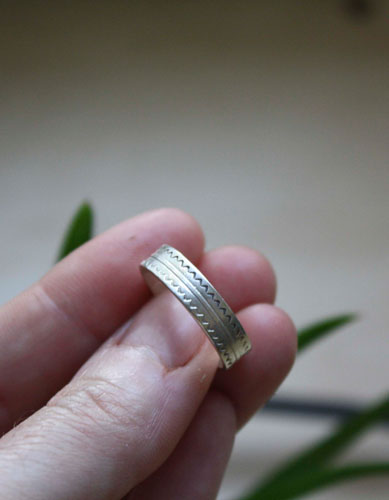 Serenity, mountains and river ring in sterling silver