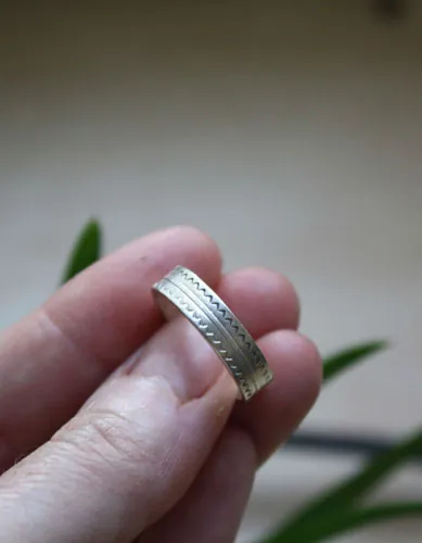 Serenity, mountains and river ring in sterling silver