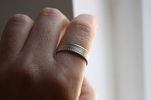 Serenity, mountains and river ring in sterling silver