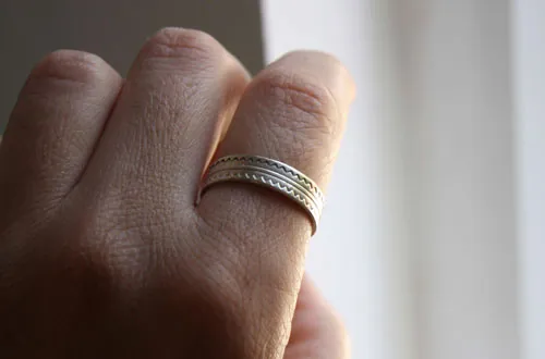 Serenity, mountains and river ring in sterling silver