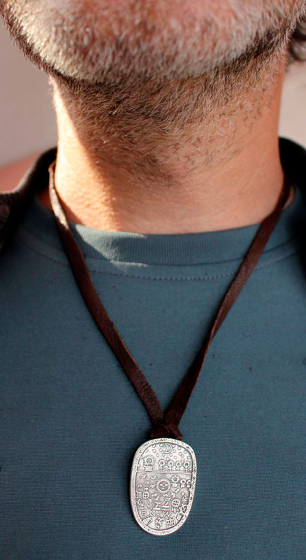 Shamanic drum, Scandinavian Sami necklace in sterling silver