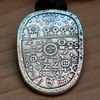 Shamanic drum, Scandinavian Sami necklace in sterling silver
