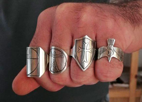 Shield, Medieval cross ring in sterling silver