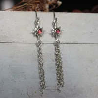 Shooting star, celestial wish earrings in silver and pink tourmaline