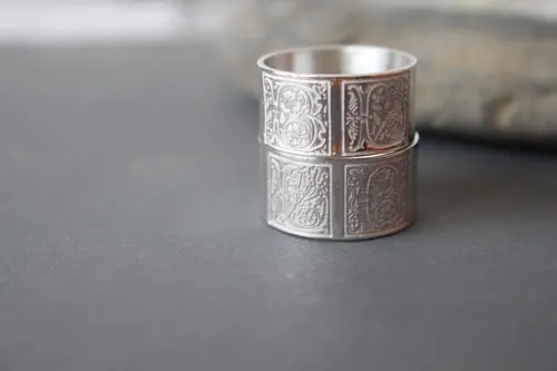 Sincere commitment, Medieval illuminated ring in sterling silver