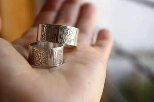 Sincere commitment, Medieval illuminated ring in sterling silver