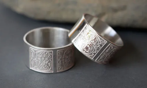Sincere commitment, Medieval illuminated ring in sterling silver