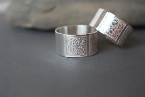 Sincere commitment, Medieval illuminated ring in sterling silver