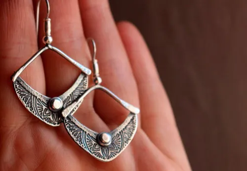 Sitara, star and crescent moon earrings in sterling silver