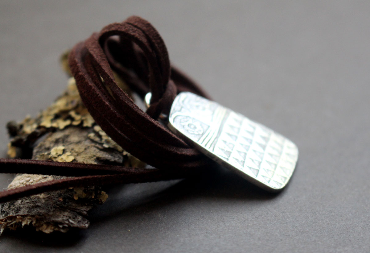 Small neolithic owl, Copper Age bird necklace in silver