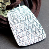 Small neolithic owl, Copper Age bird necklace in silver