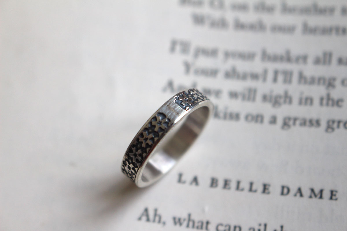Small sakura flower, Japanese cherry blossom ring in silver