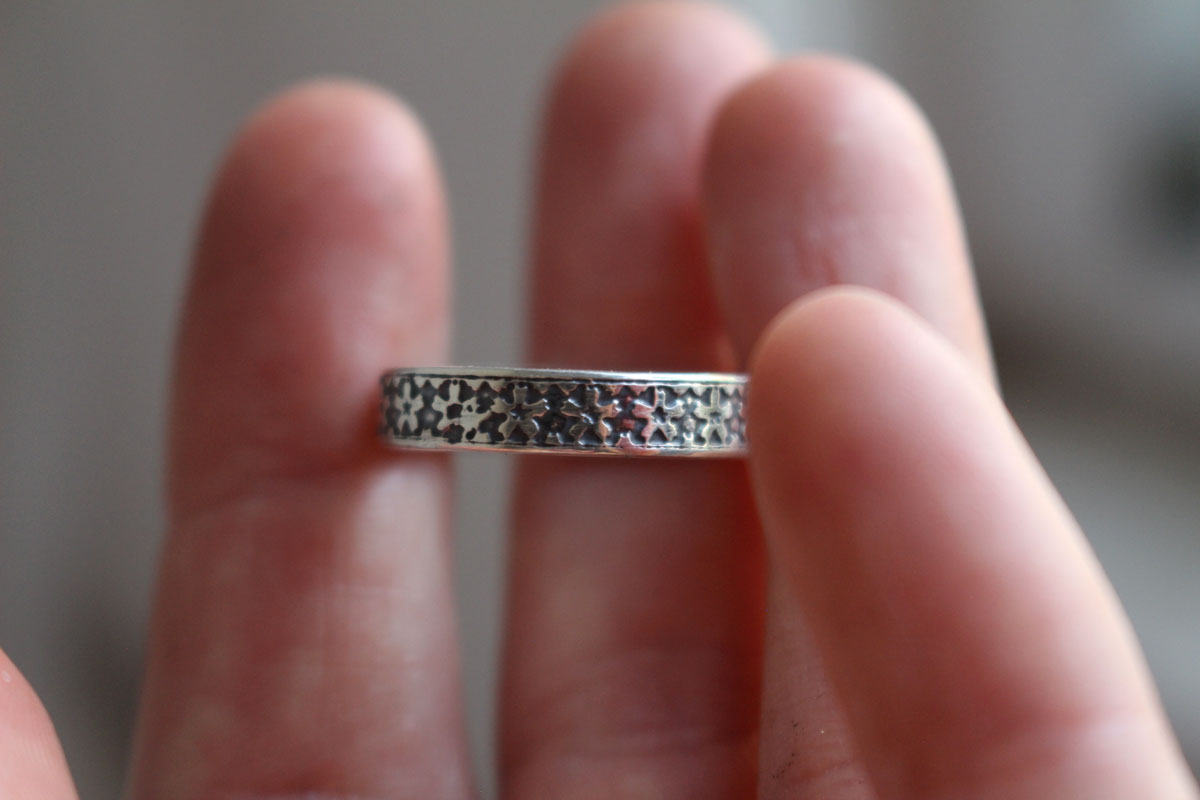 Small sakura flower, Japanese cherry blossom ring in silver