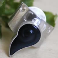 Snigill, infinity snail ring in sterling silver and rainbow obsidian