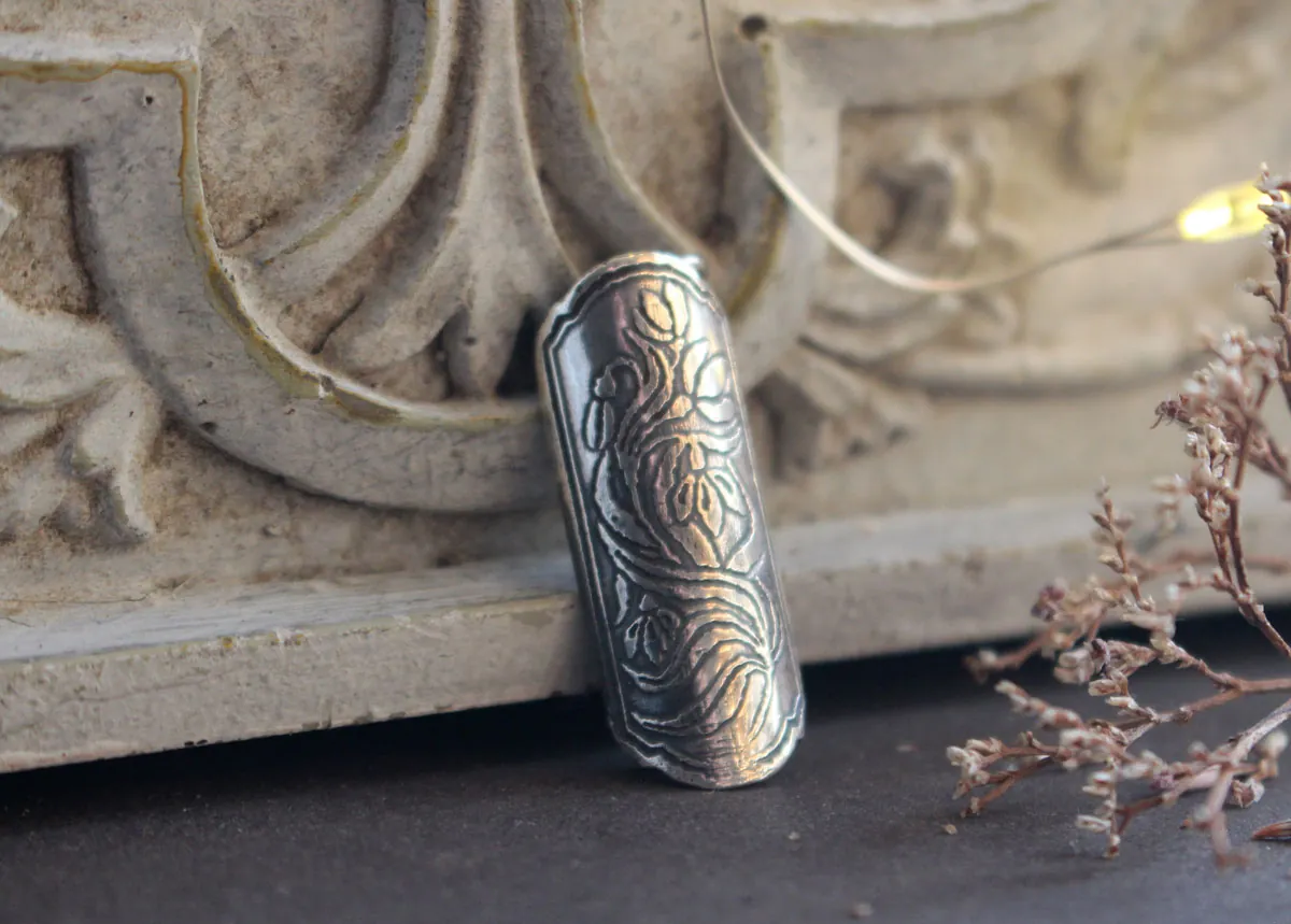 Snowdrop flower case, tubular botanical and perfume diffuser pendant in silver