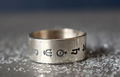 solar system, cosmic planetary symbols ring in sterling silver