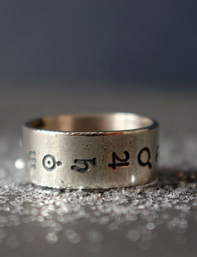 solar system, cosmic planetary symbols ring in sterling silver
