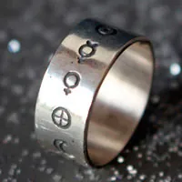 solar system, cosmic planetary symbols ring in sterling silver