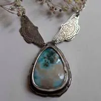 Soul butterfly, Greek guiding necklace in sterling silver and larimar