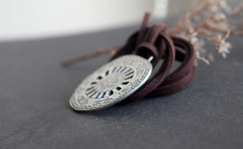 Spiro Mounds spider, Mississippi Native American necklace in silver