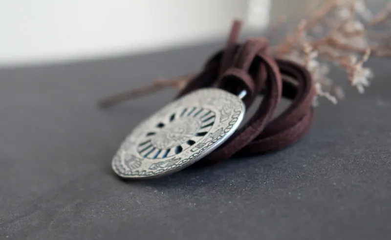 Spiro Mounds spider, Mississippi Native American necklace in silver