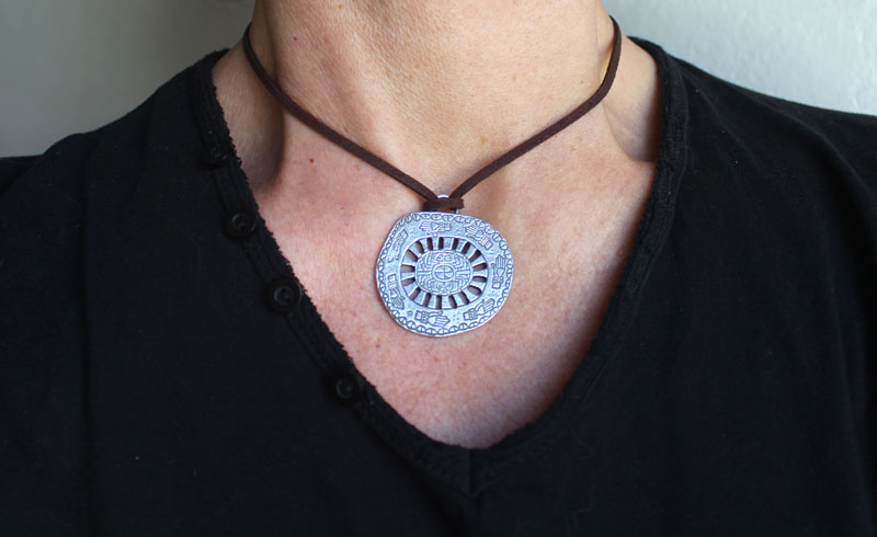 Spiro Mounds spider, Mississippi Native American necklace in silver