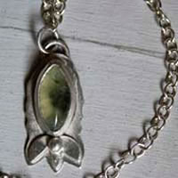 Spring flowers, botanical bracelet in sterling silver and prehnite