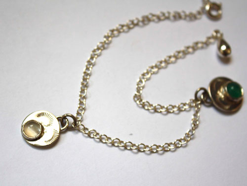 Spring rain, renewal bracelet in silver, moonstone and green agate