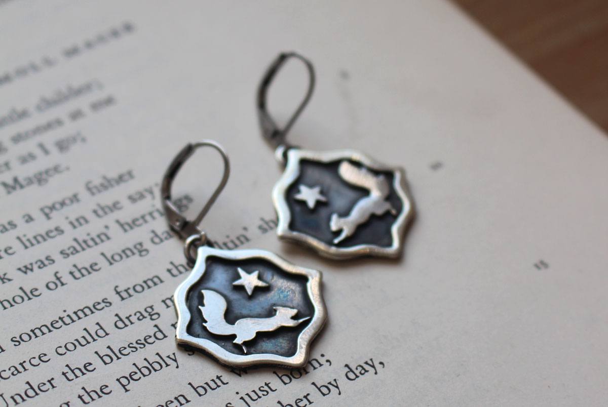 Squirrel, animal totem earrings in sterling silver